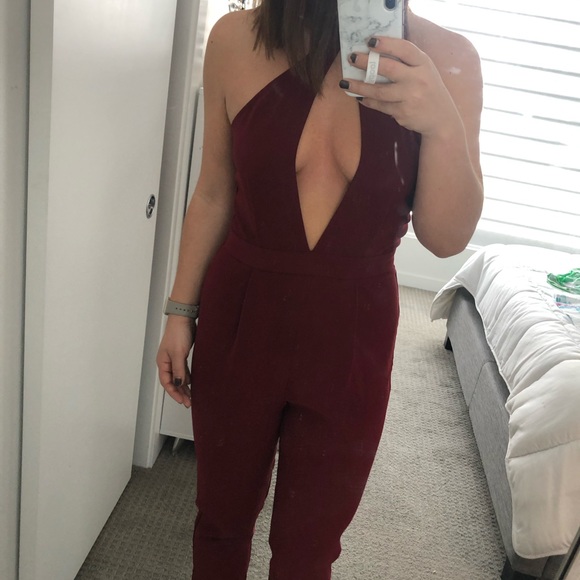 Red open front jumpsuit size M - Picture 3 of 5